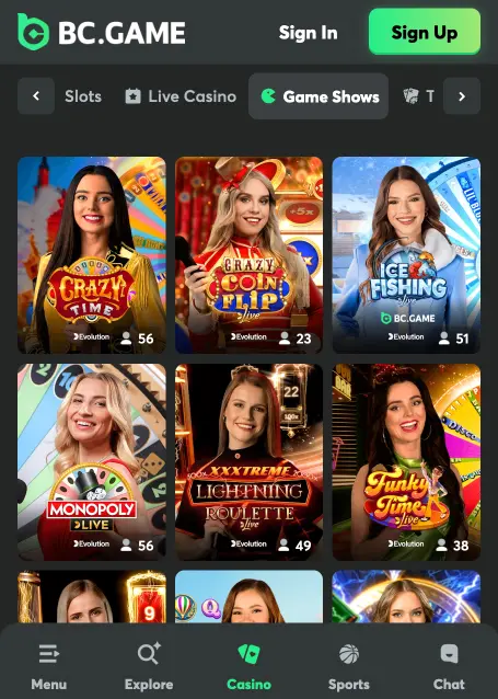 Scarica l’app Monopoly Live da BC.GAME